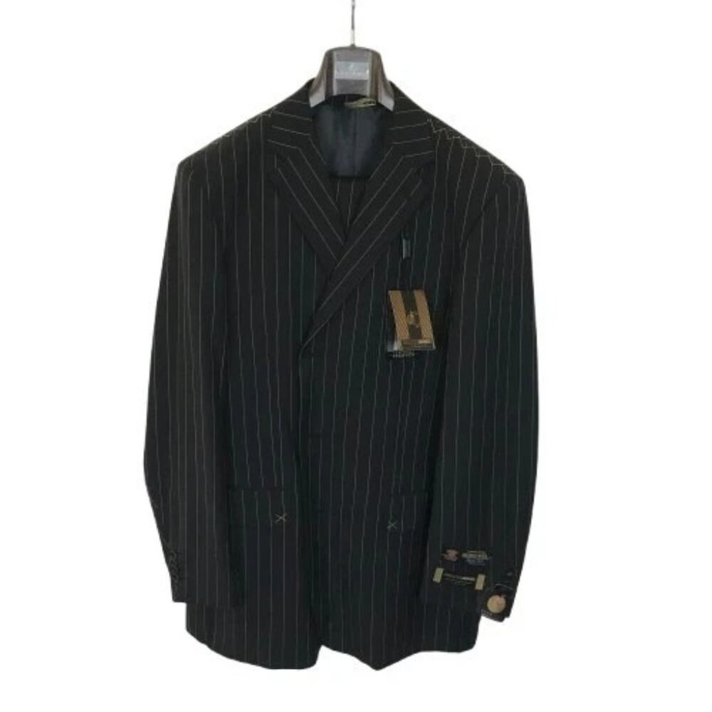 NWT Pronto Mondo Mens Size 46 LONG 46L Eiffel Stripe 100% Merino Wool Suit Set